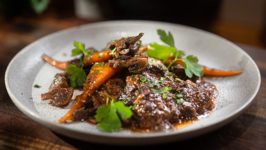 Rustic Chicken in a Rich Red Wine Sauce